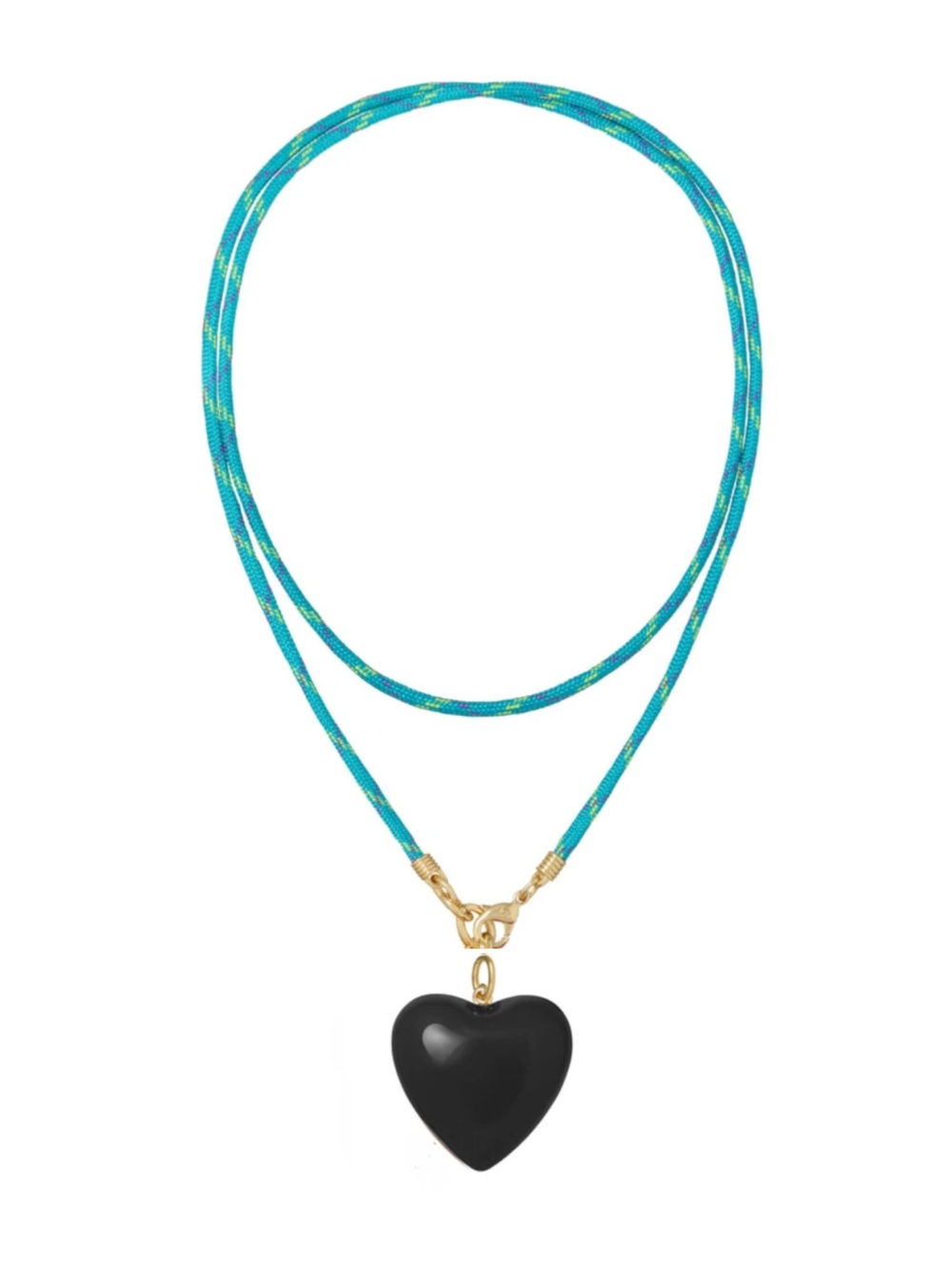 Roxanne Assoulin Long Happy Cord
Charm
Necklace Dark Turquoise Cord Black Charm